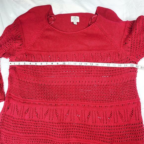 St. John's Bay red open weave 3/4 sleeve Boho sweater size 3X - Picture 3 of 9